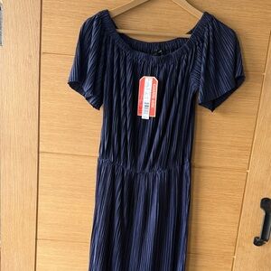 Gianni Bini Midnight Blue Pleated Midi Dress